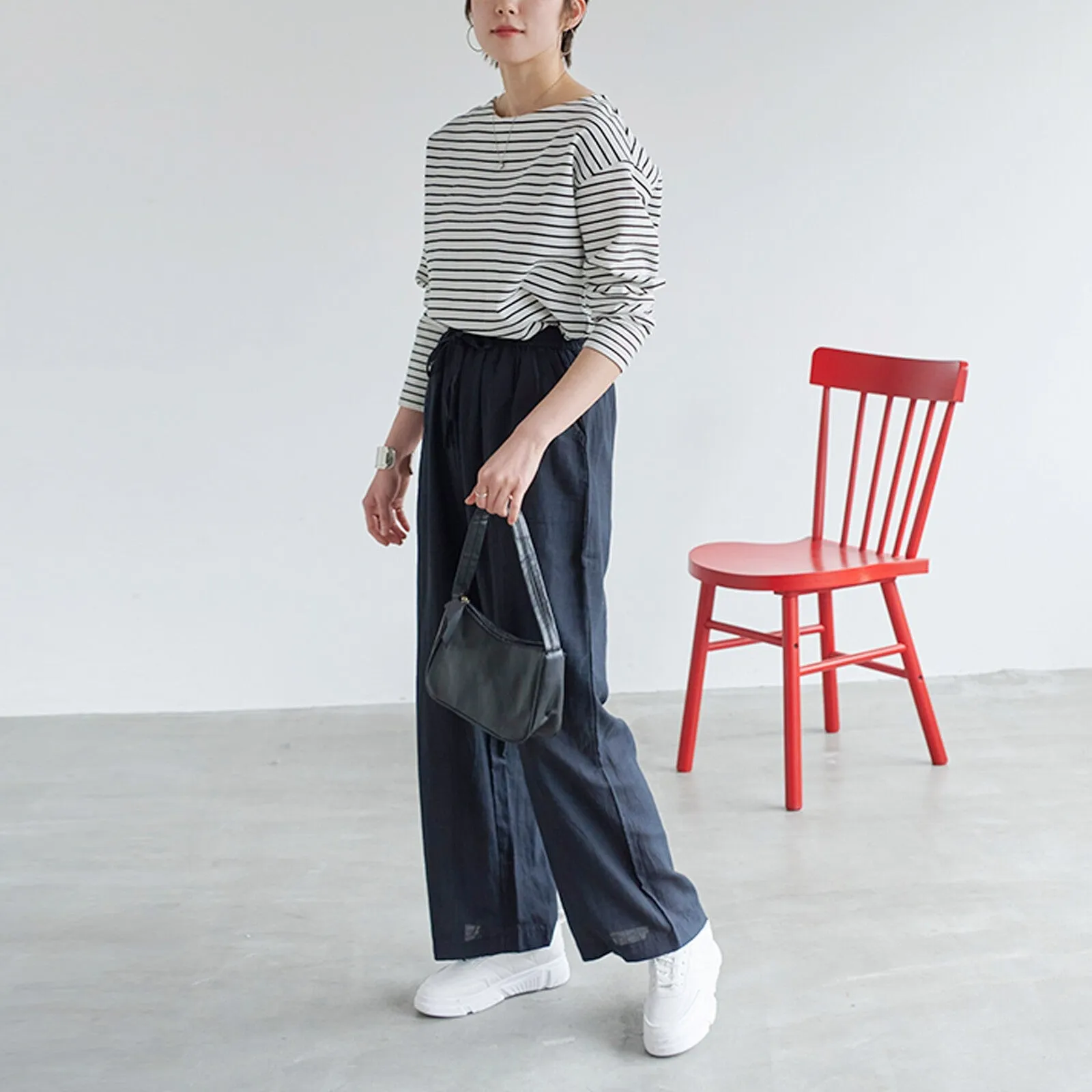 An-Lure | Cotton Blend Wide Pants