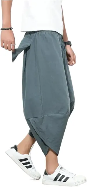 Baggy Cotton Harem Pants Men Summer Print Japanese Solid Women Hop Size Wide Leg Pantalon