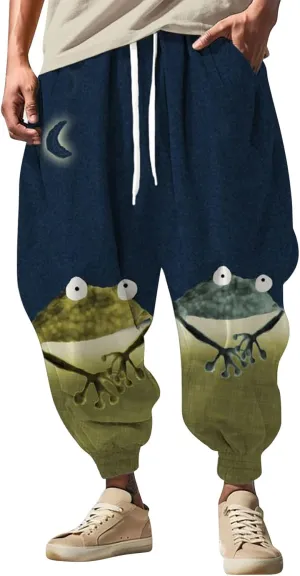 Baggy Wide Leg Pants Fashion Street Feel Casual Sweatpants Casual Wide Leg Jogger Pants White Pants Men Samurai