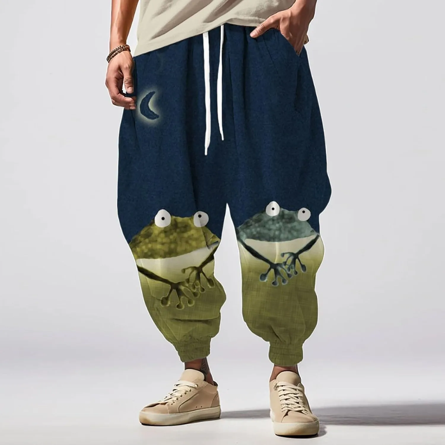 Baggy Wide Leg Pants Fashion Street Feel Casual Sweatpants Casual Wide Leg Jogger Pants White Pants Men Samurai