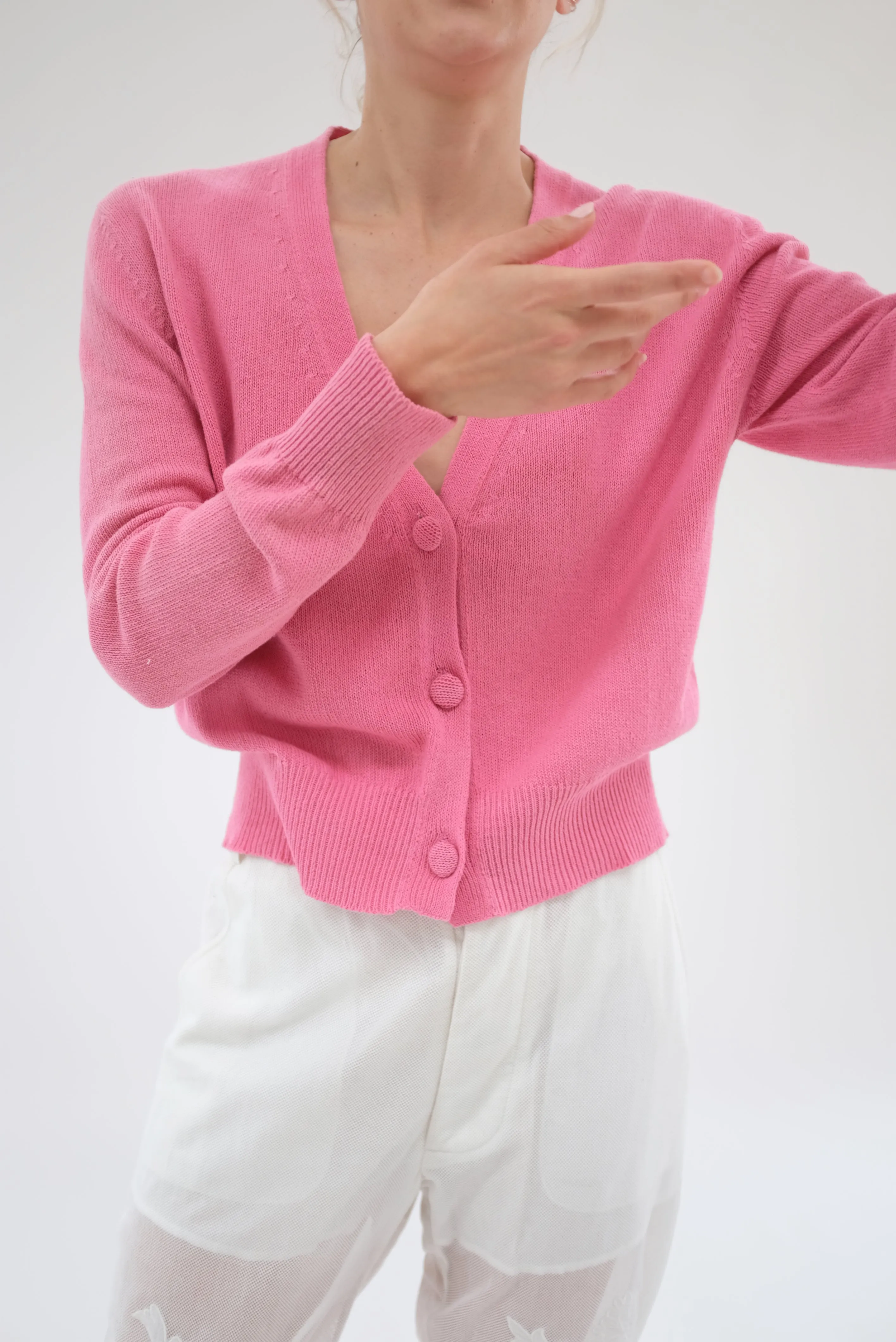 Beklina Cotton Knit Cardigan Piñata Pink
