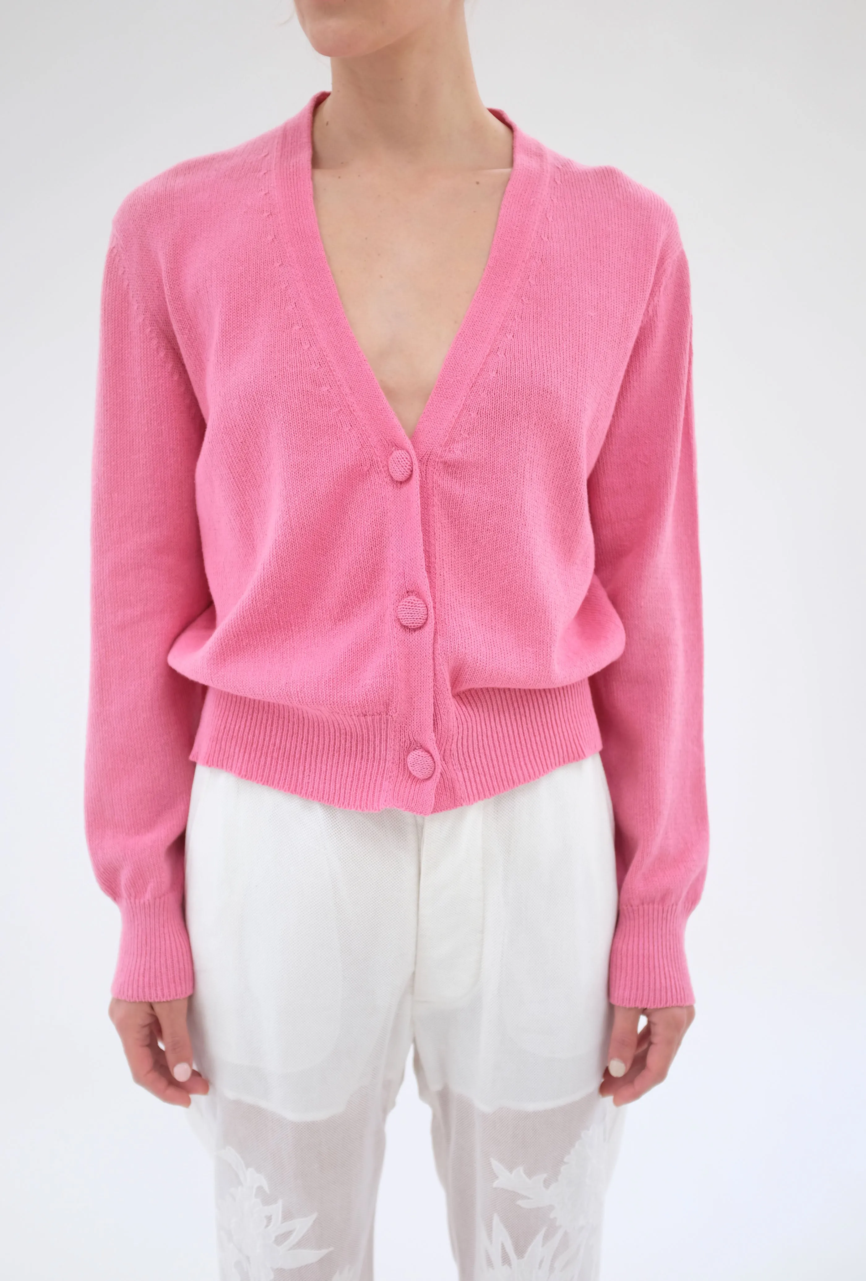 Beklina Cotton Knit Cardigan Piñata Pink