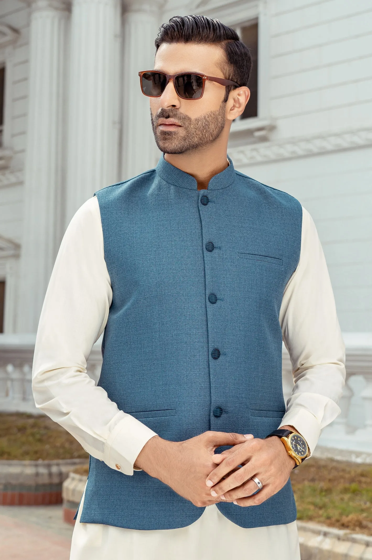Blue Woolen Waistcoat