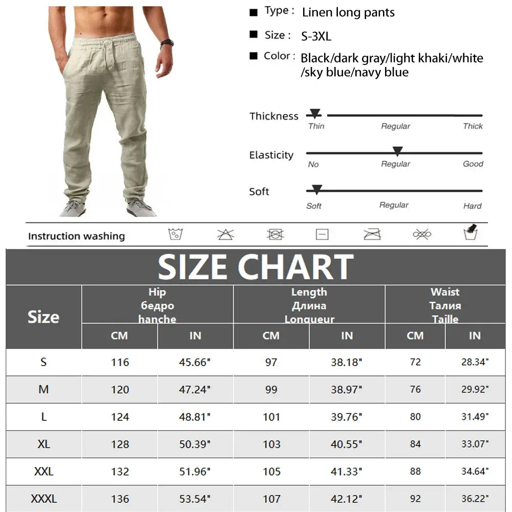 Breathable Cotton Linen Summer Pants for Men