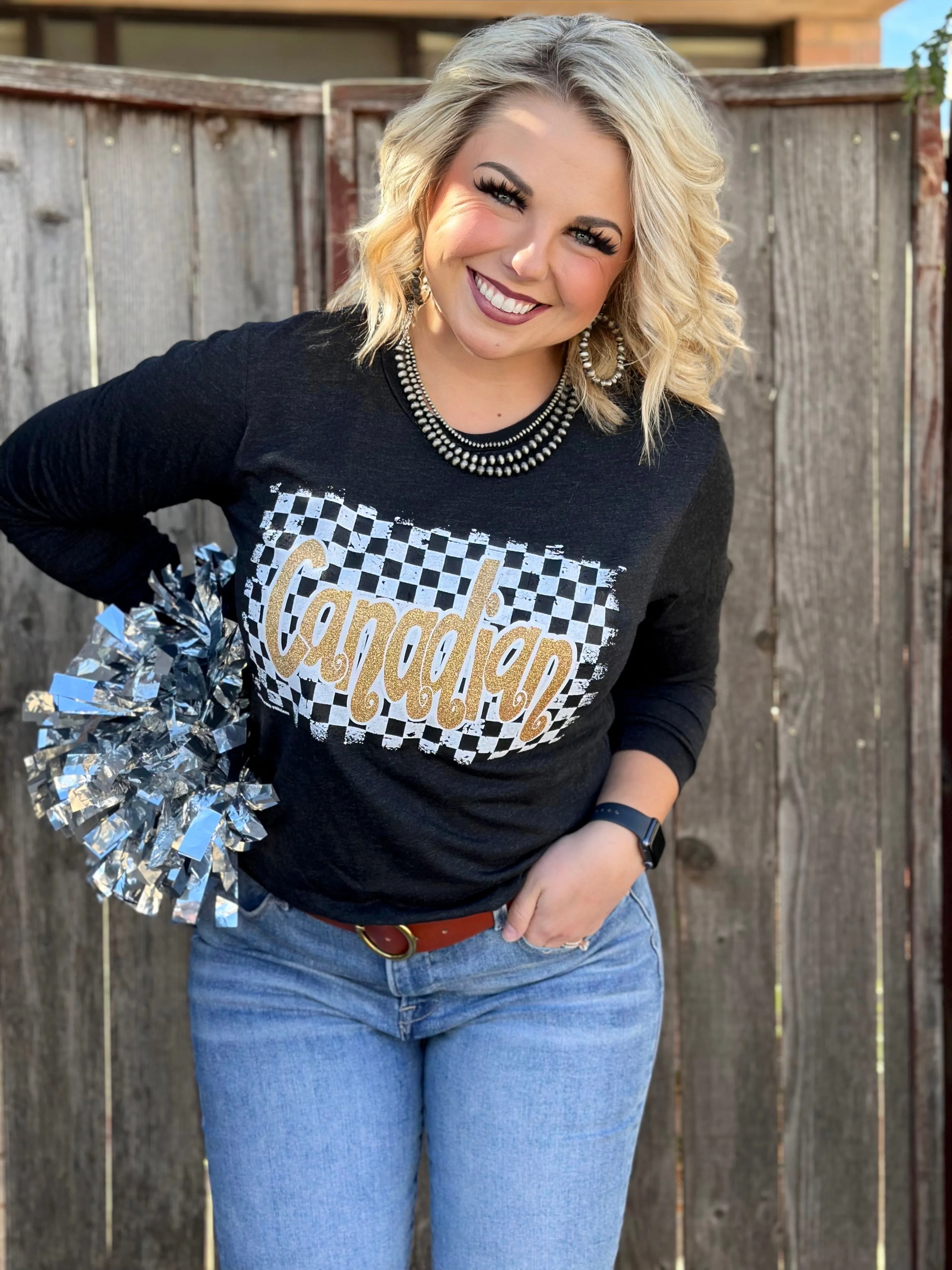 Checkered Mascot - Customizable Long Sleeve Tee or Sweatshirt