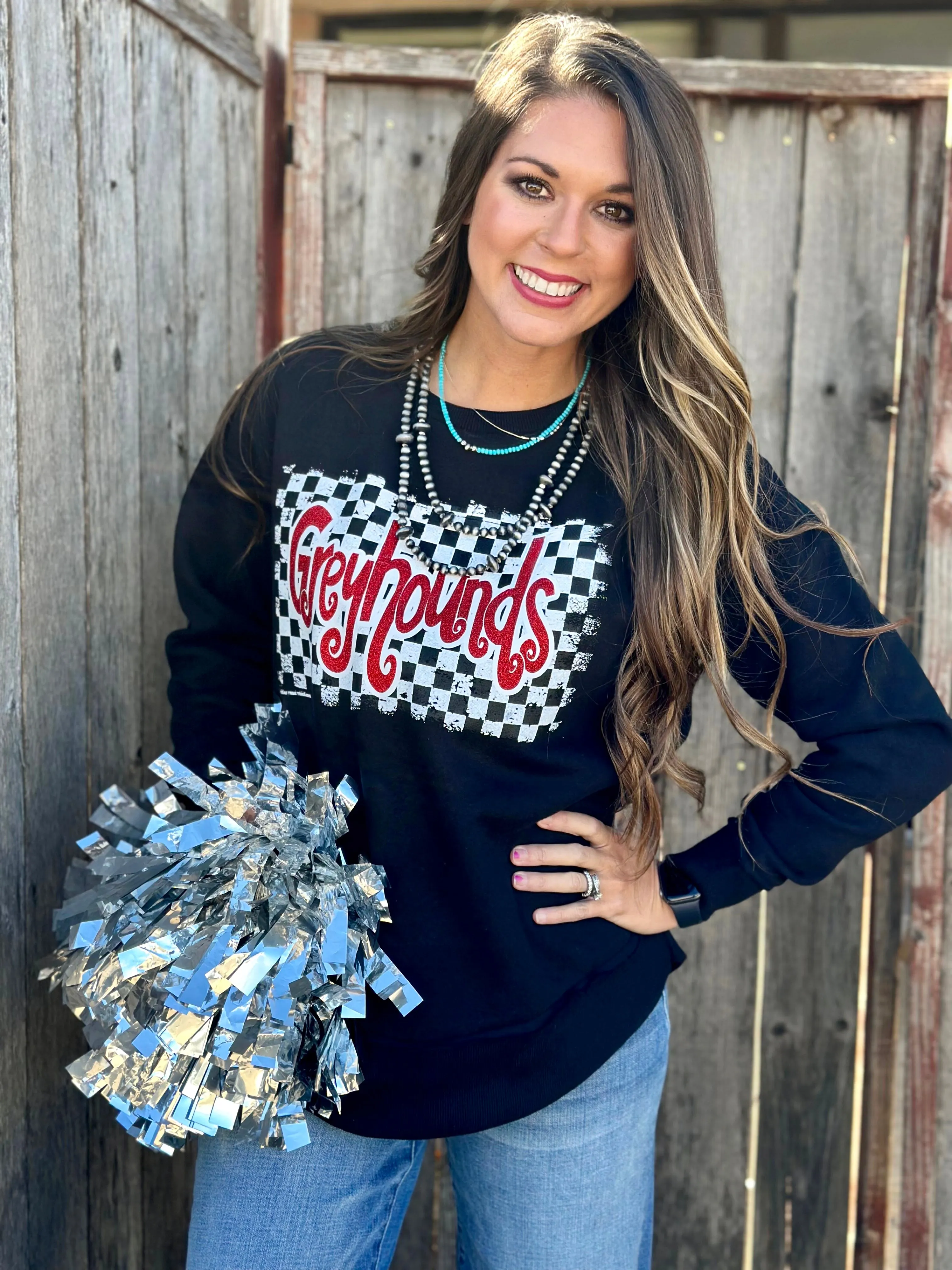 Checkered Mascot - Customizable Long Sleeve Tee or Sweatshirt