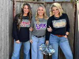 Checkered Mascot - Customizable Long Sleeve Tee or Sweatshirt