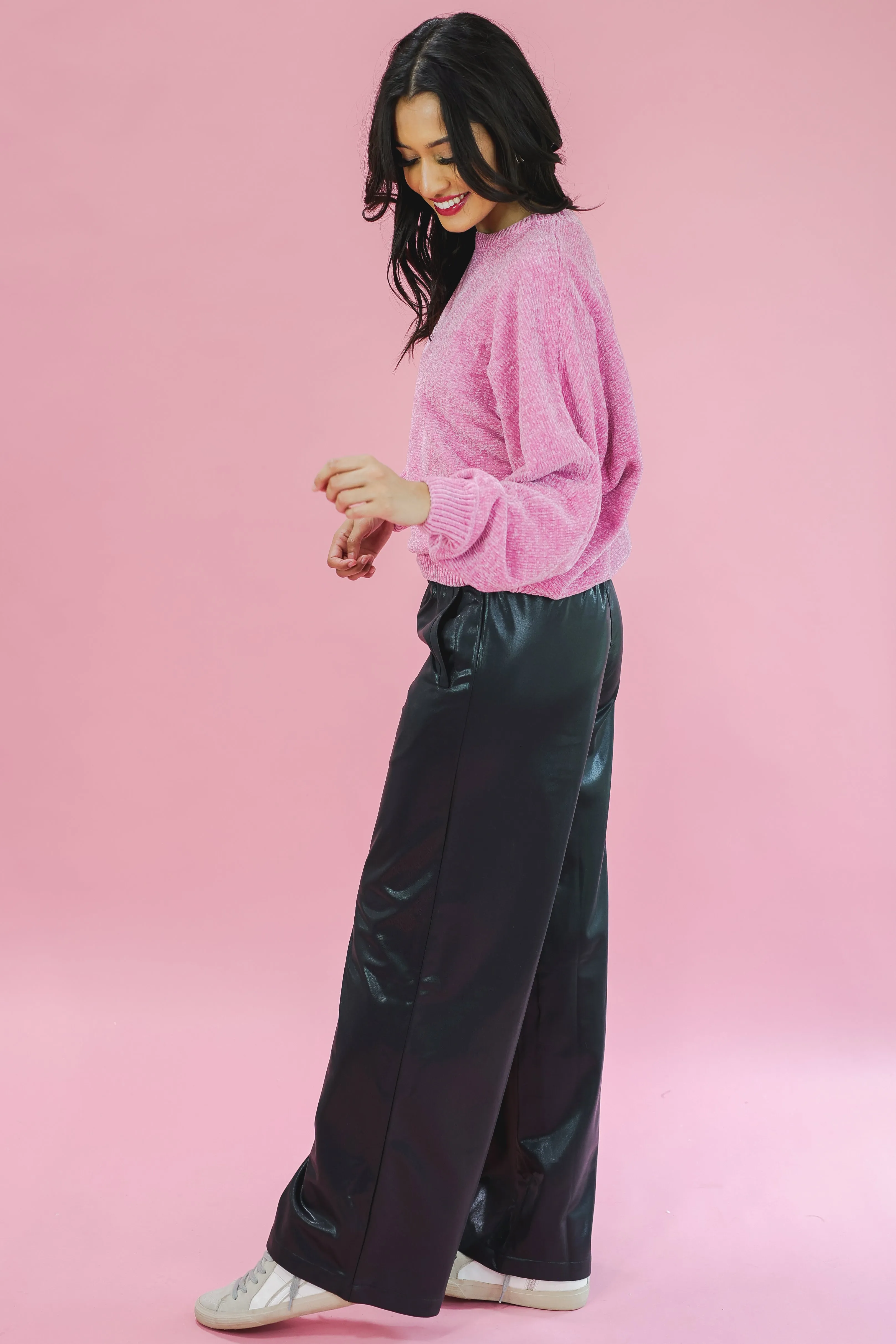 Cider Setting Chenille Sweater In Pink