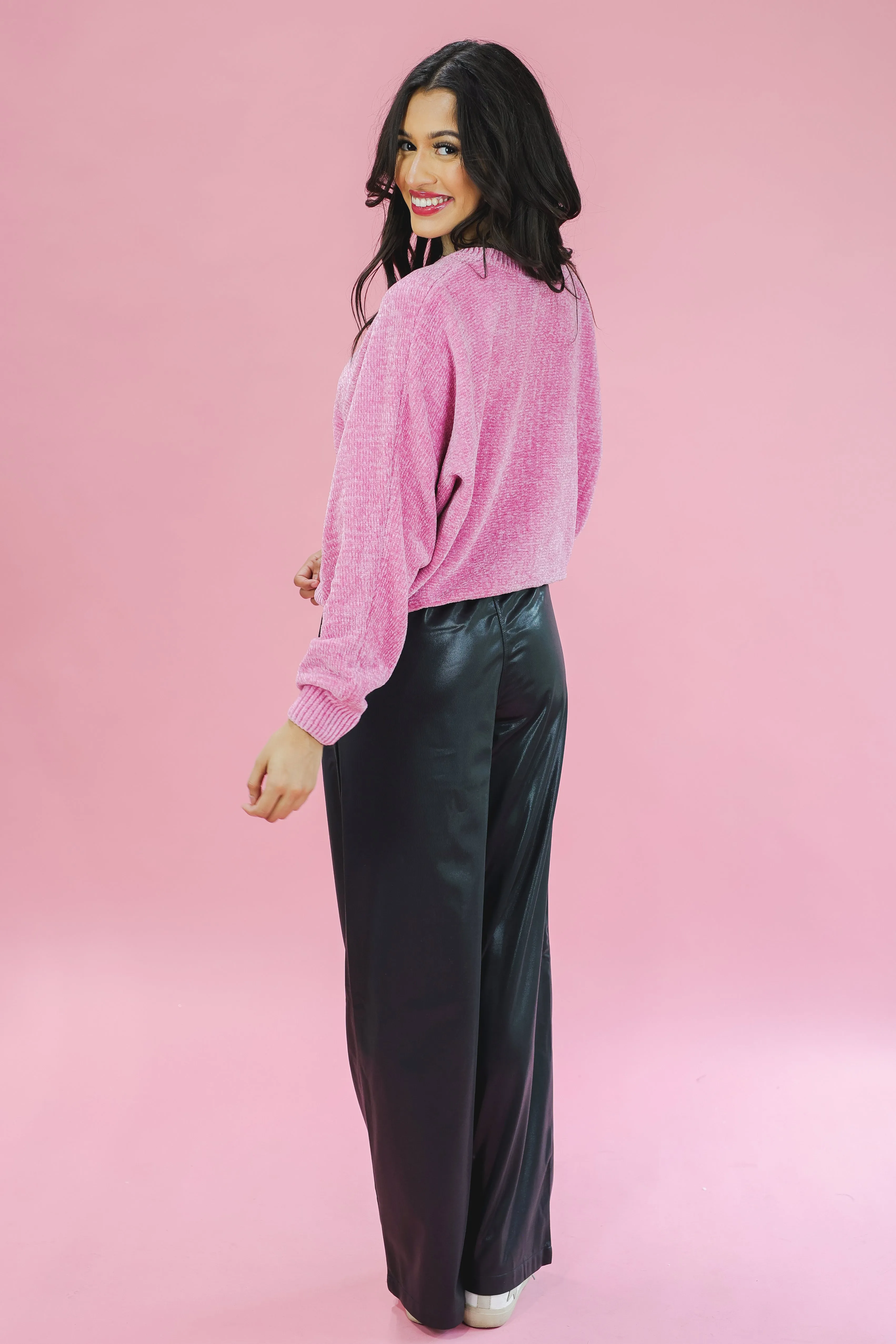 Cider Setting Chenille Sweater In Pink
