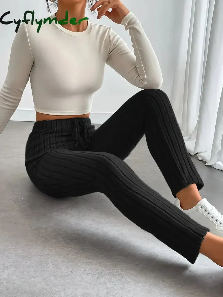 Cyflymder Women's Tailored Pants with Drawstring Design, Soft and Comfortable Knitted Fabric, Versatile