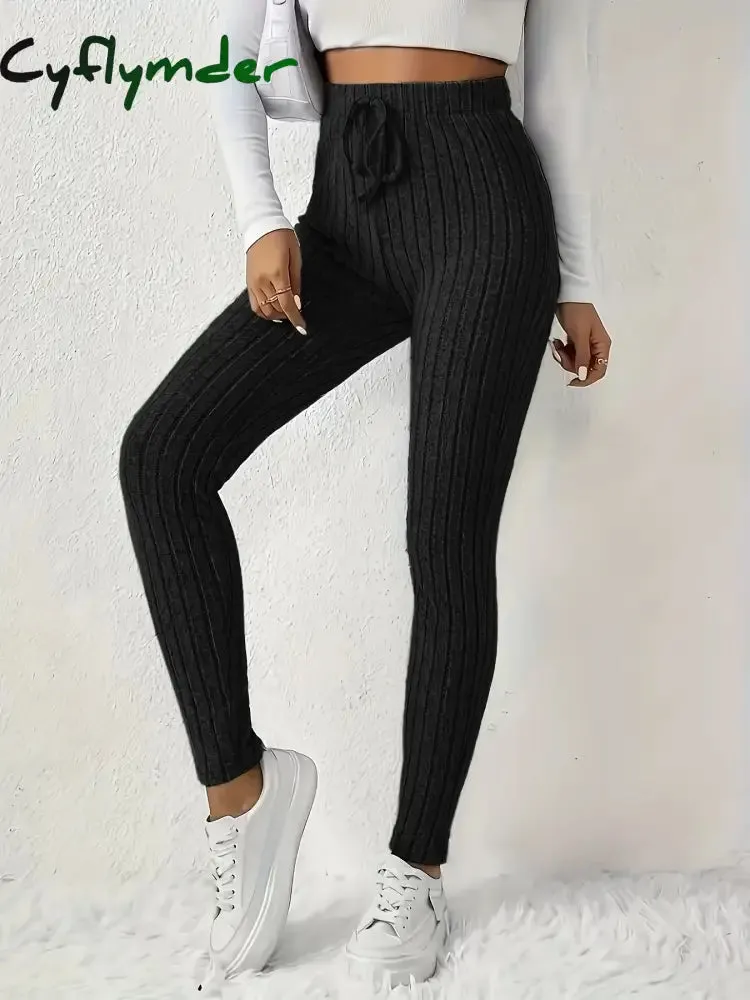 Cyflymder Women's Tailored Pants with Drawstring Design, Soft and Comfortable Knitted Fabric, Versatile