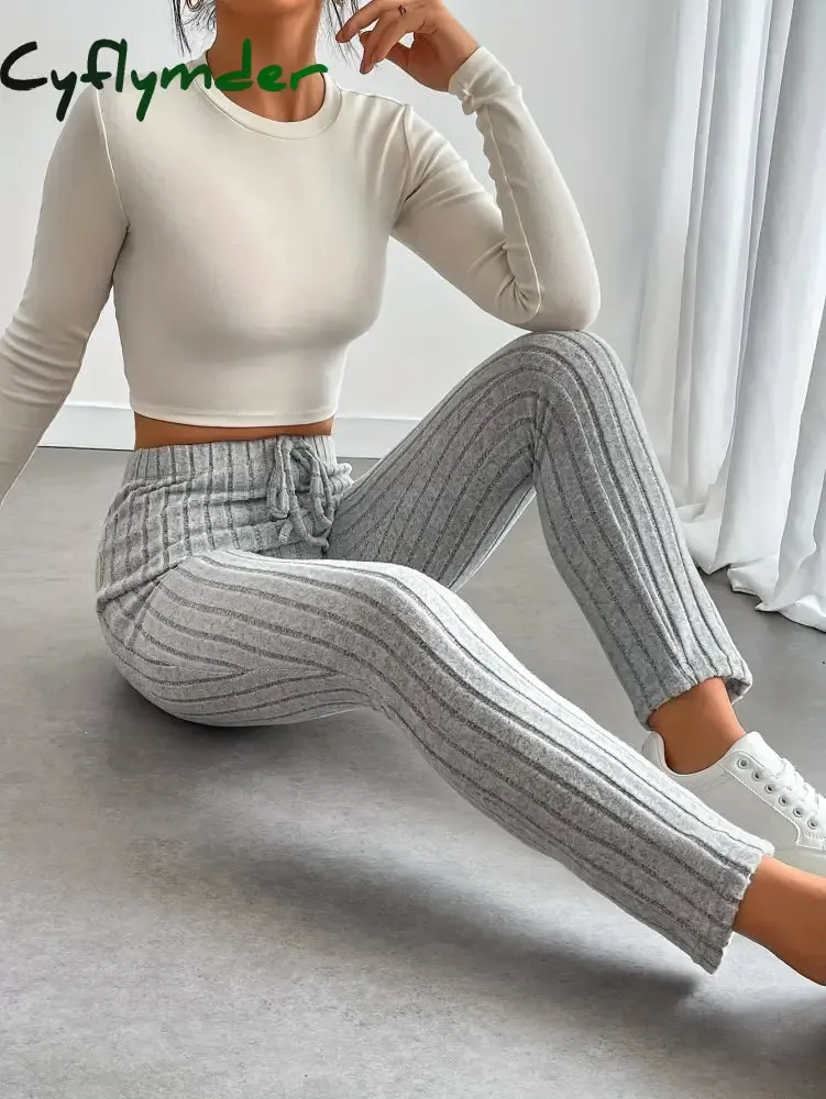 Cyflymder Women's Tailored Pants with Drawstring Design, Soft and Comfortable Knitted Fabric, Versatile