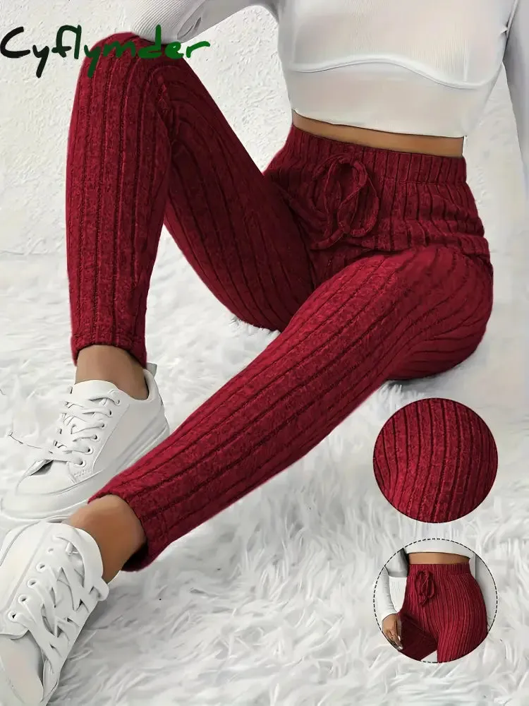 Cyflymder Women's Tailored Pants with Drawstring Design, Soft and Comfortable Knitted Fabric, Versatile