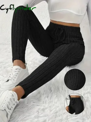 Cyflymder Women's Tailored Pants with Drawstring Design, Soft and Comfortable Knitted Fabric, Versatile