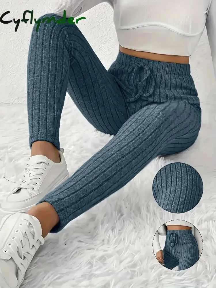 Cyflymder Women's Tailored Pants with Drawstring Design, Soft and Comfortable Knitted Fabric, Versatile