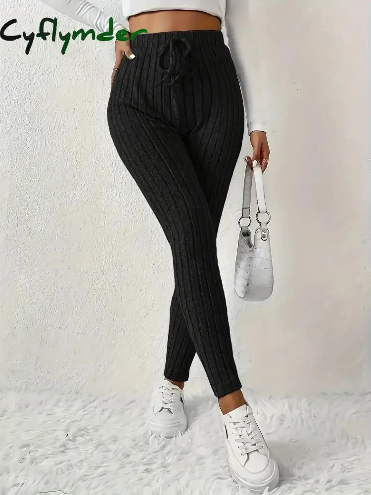Cyflymder Women's Tailored Pants with Drawstring Design, Soft and Comfortable Knitted Fabric, Versatile
