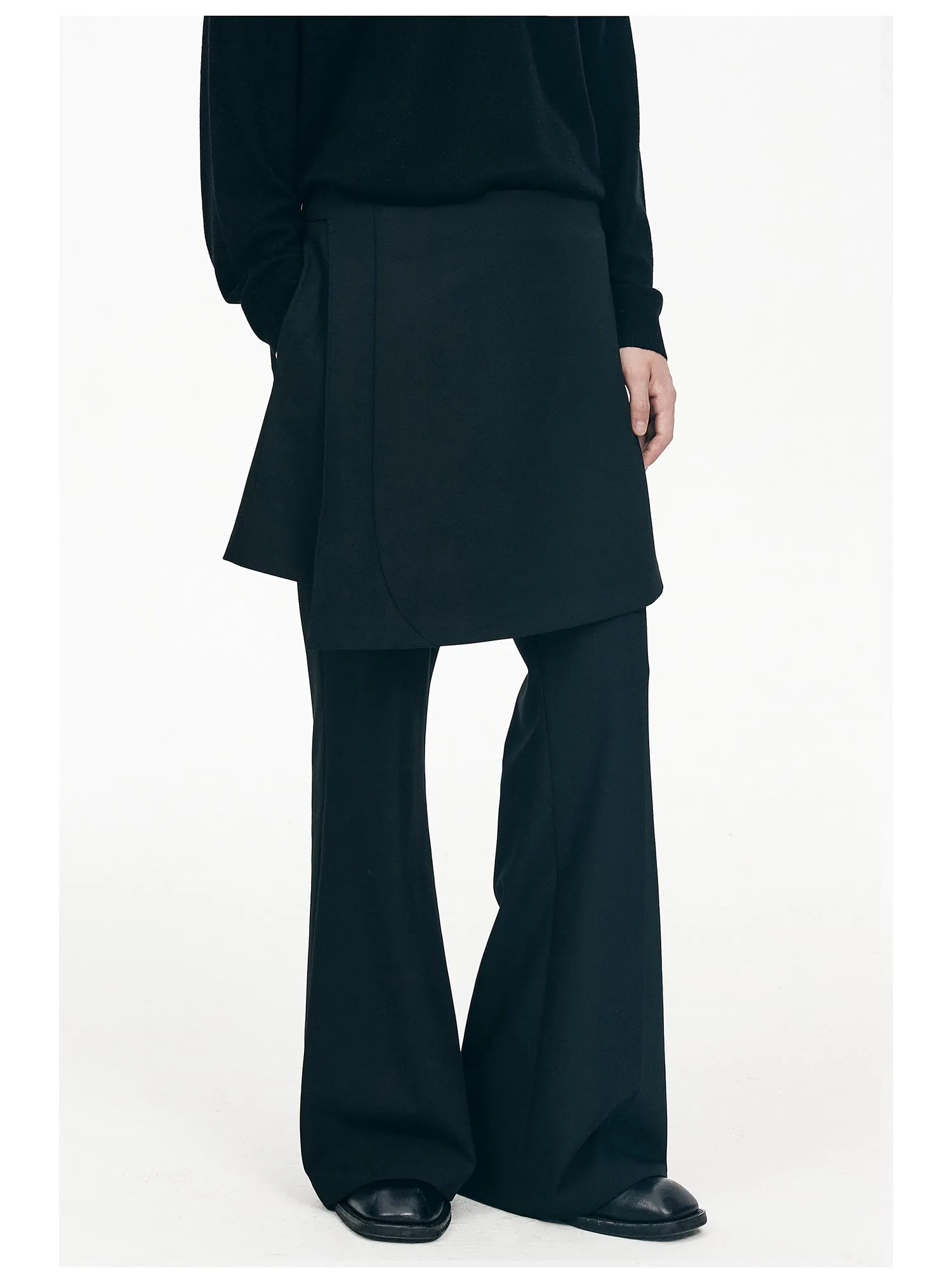 Draped pocket wrinkle-resistant flare pants　