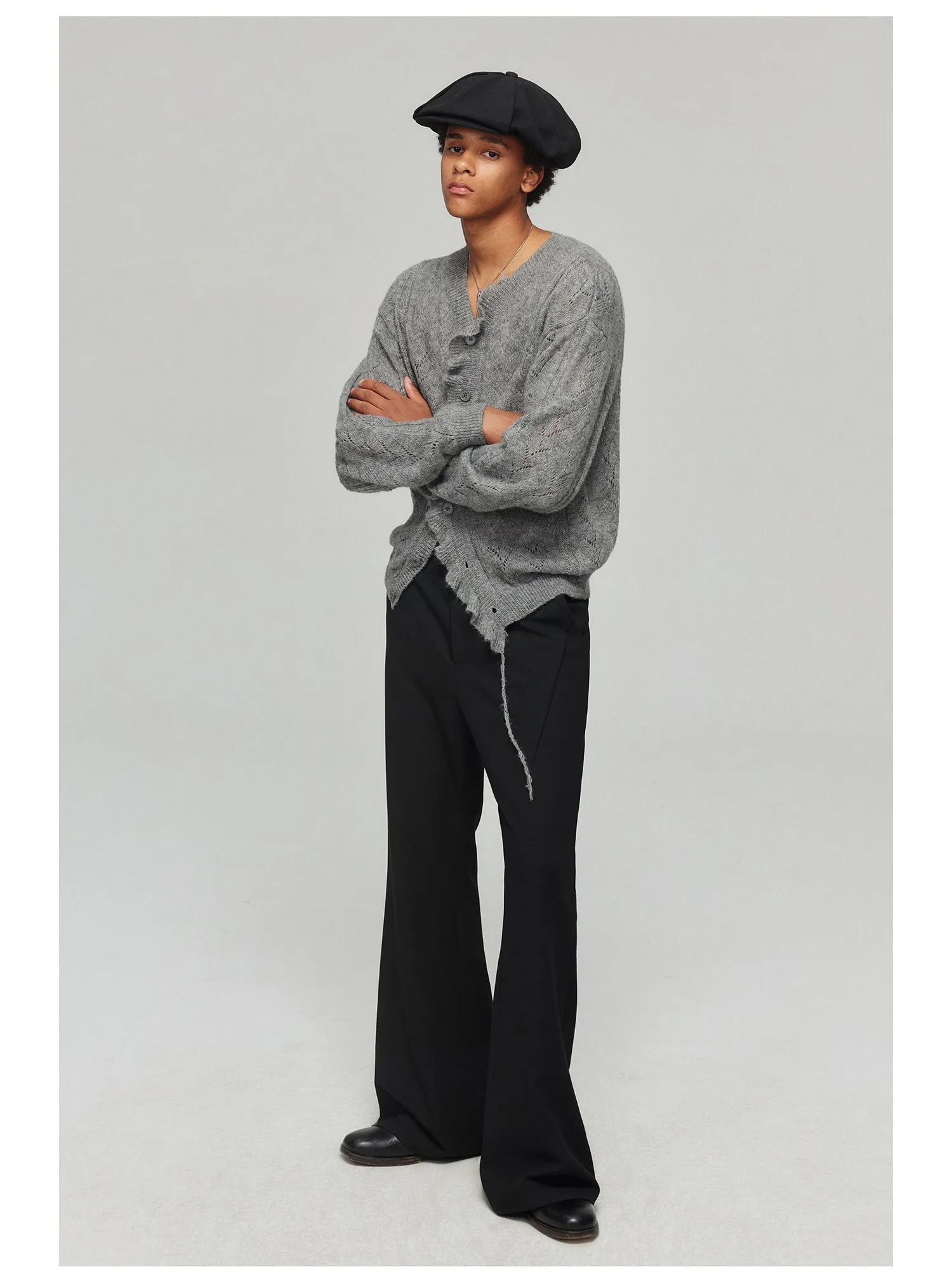 Draped pocket wrinkle-resistant flare pants　