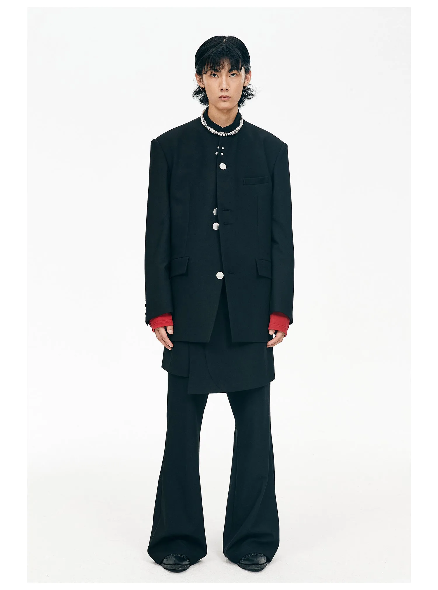 Draped pocket wrinkle-resistant flare pants　