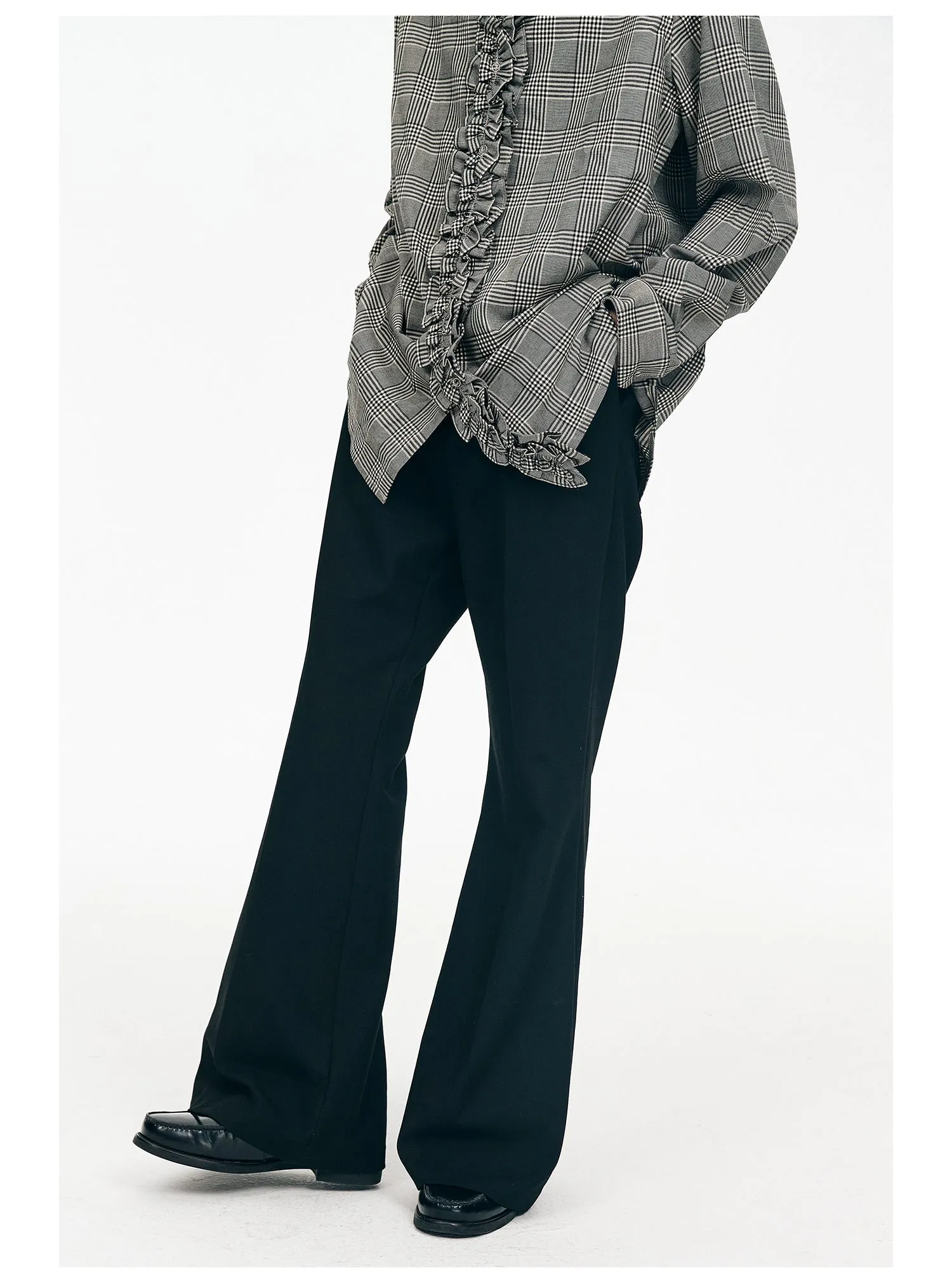 Draped pocket wrinkle-resistant flare pants　