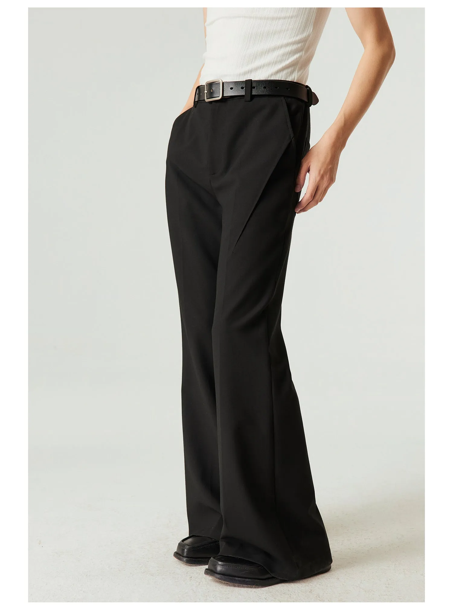 Draped pocket wrinkle-resistant flare pants　