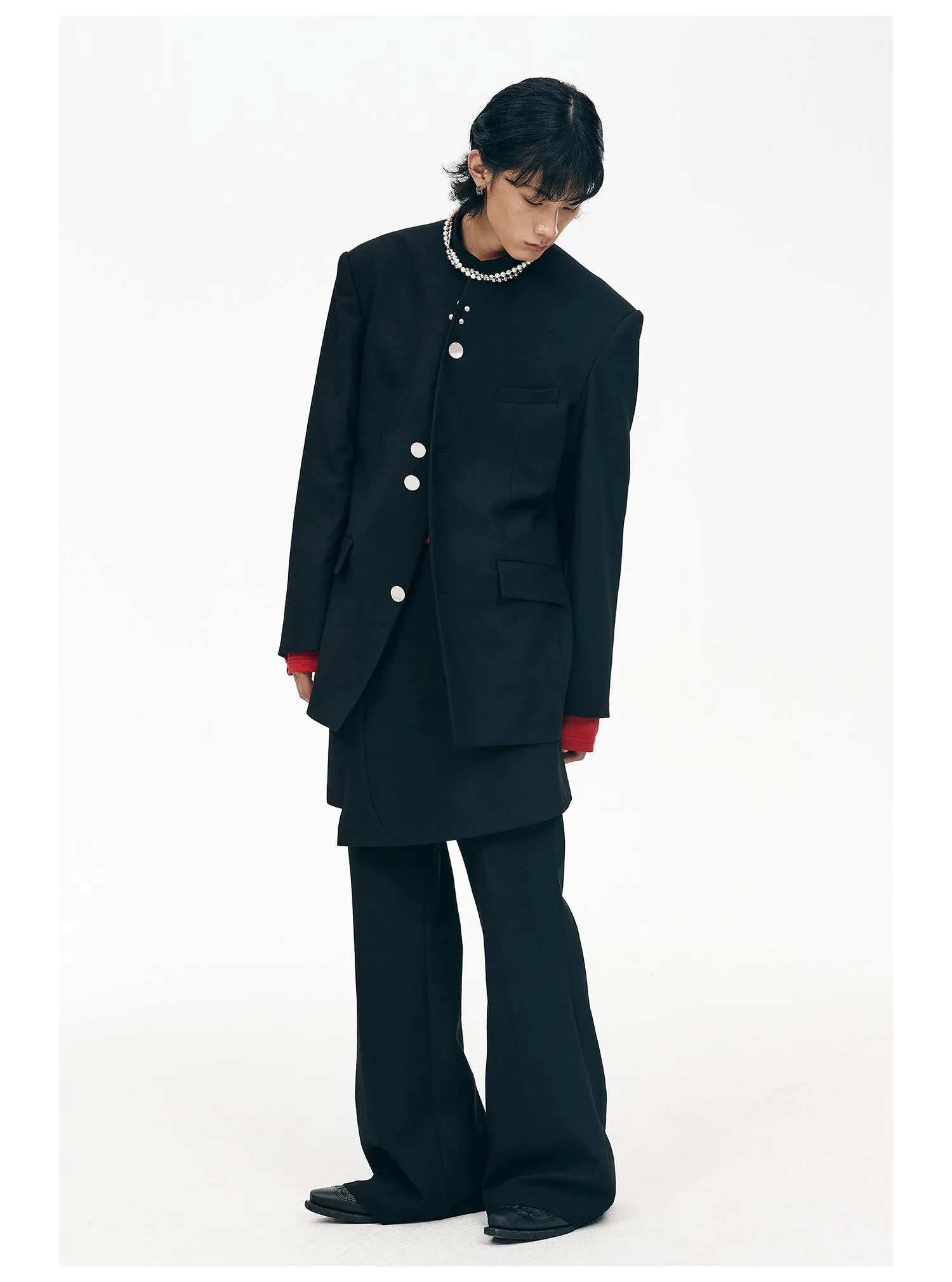 Draped pocket wrinkle-resistant flare pants　