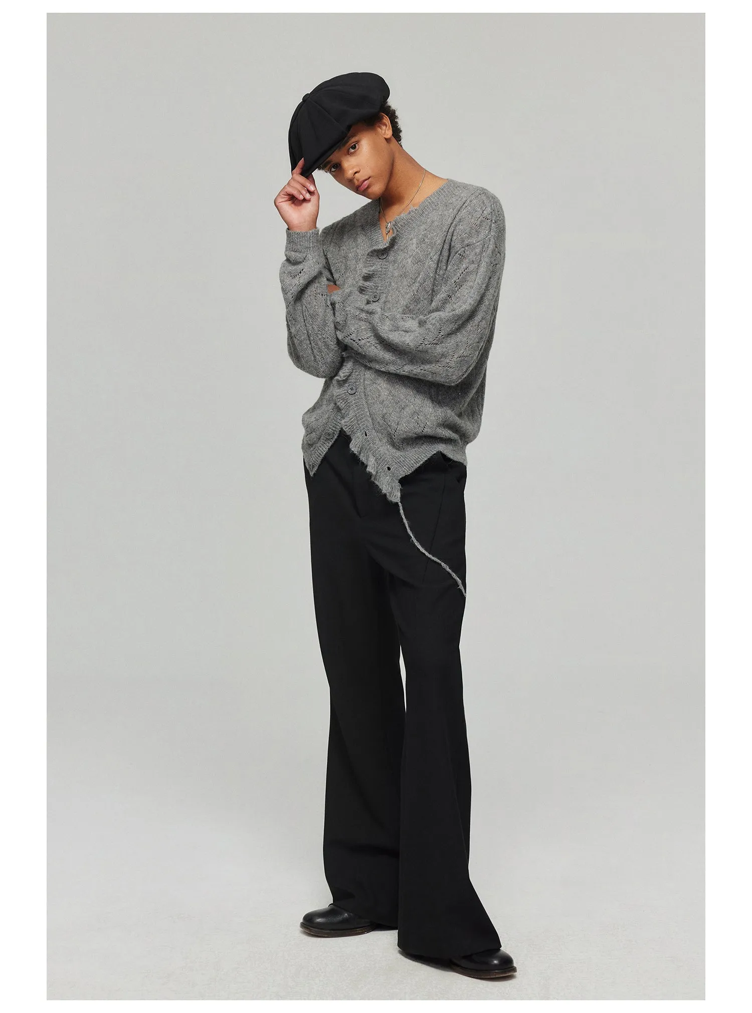 Draped pocket wrinkle-resistant flare pants　