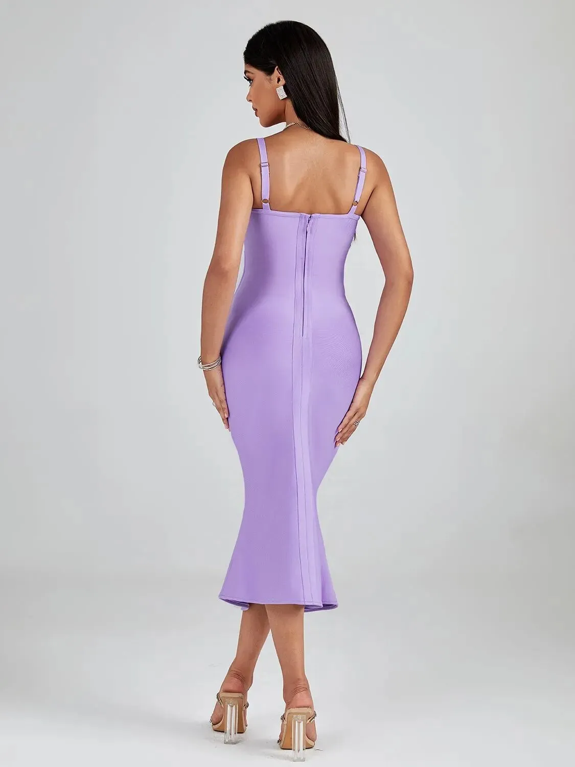 Elegant Mermaid Evening Midi Dress