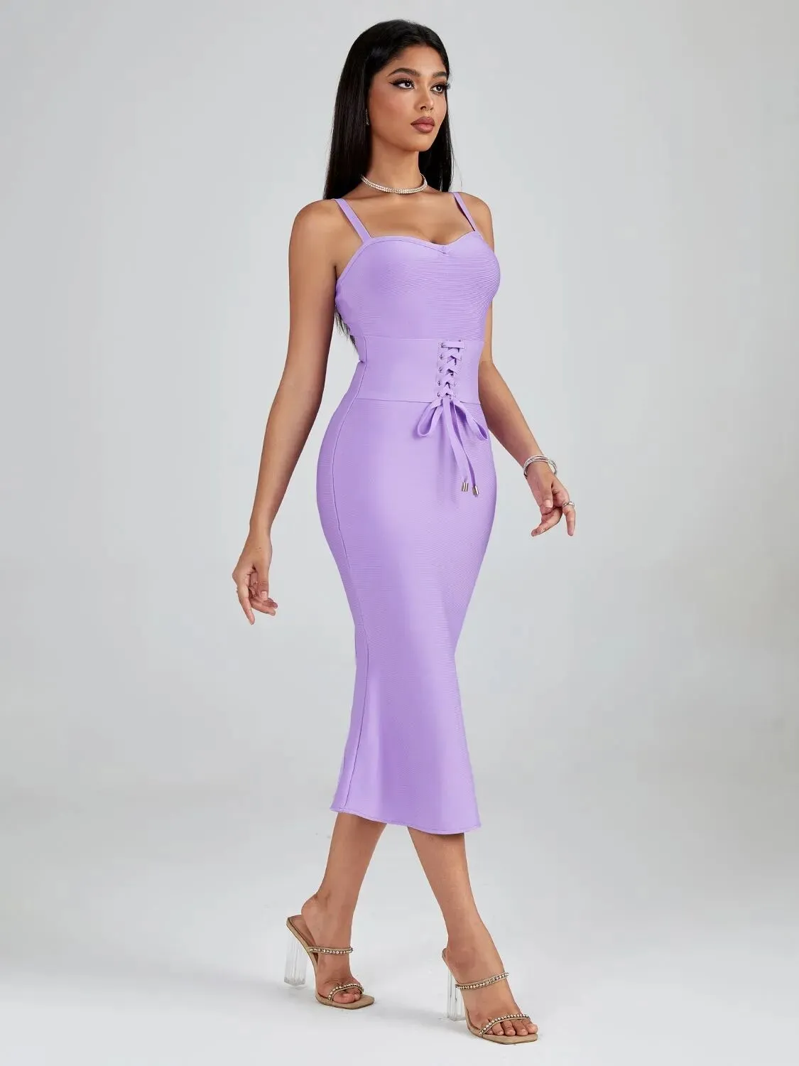 Elegant Mermaid Evening Midi Dress