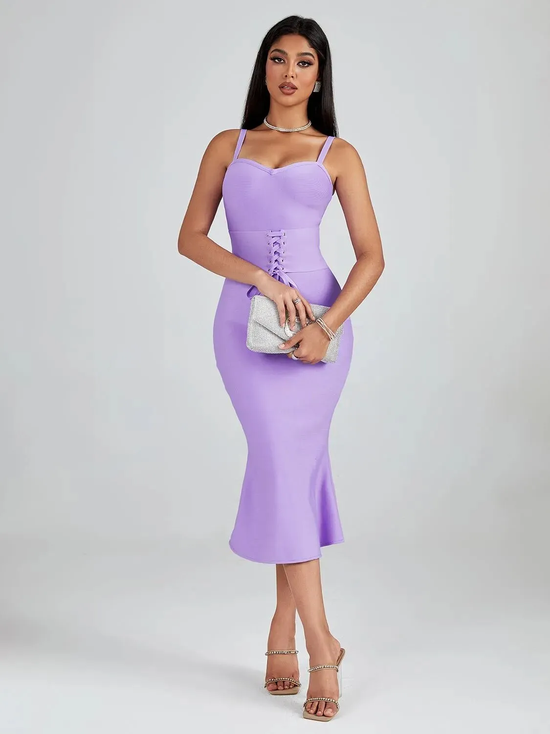 Elegant Mermaid Evening Midi Dress