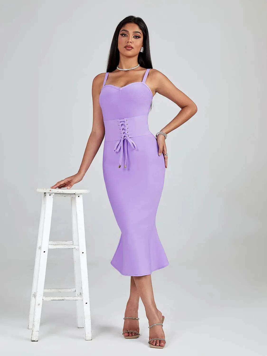 Elegant Mermaid Evening Midi Dress