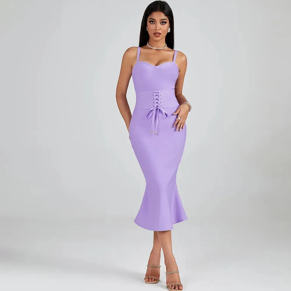Elegant Mermaid Evening Midi Dress