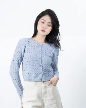 Faye Eco Two-Way Knit Cardigan (Blue)