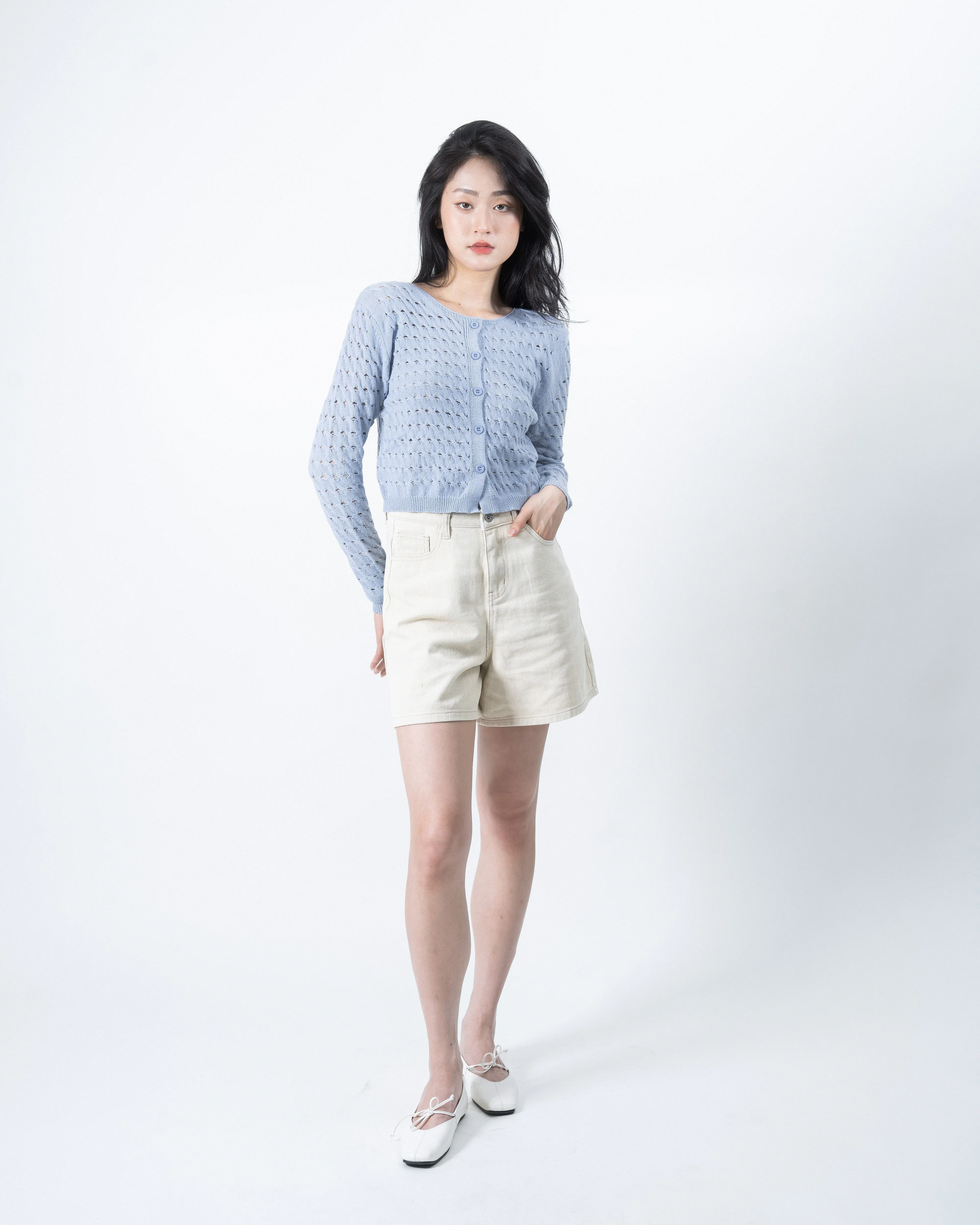 Faye Eco Two-Way Knit Cardigan (Blue)