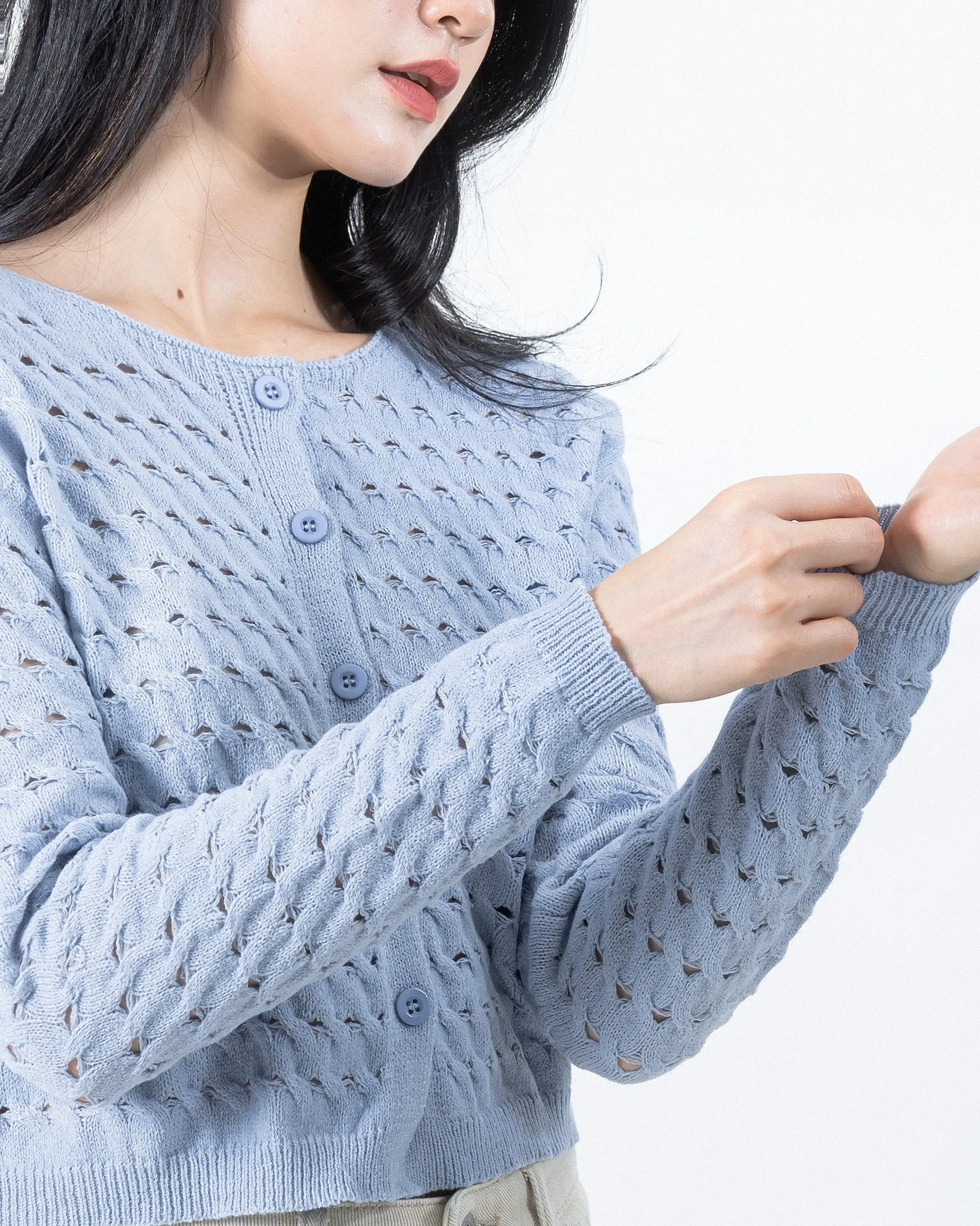 Faye Eco Two-Way Knit Cardigan (Blue)