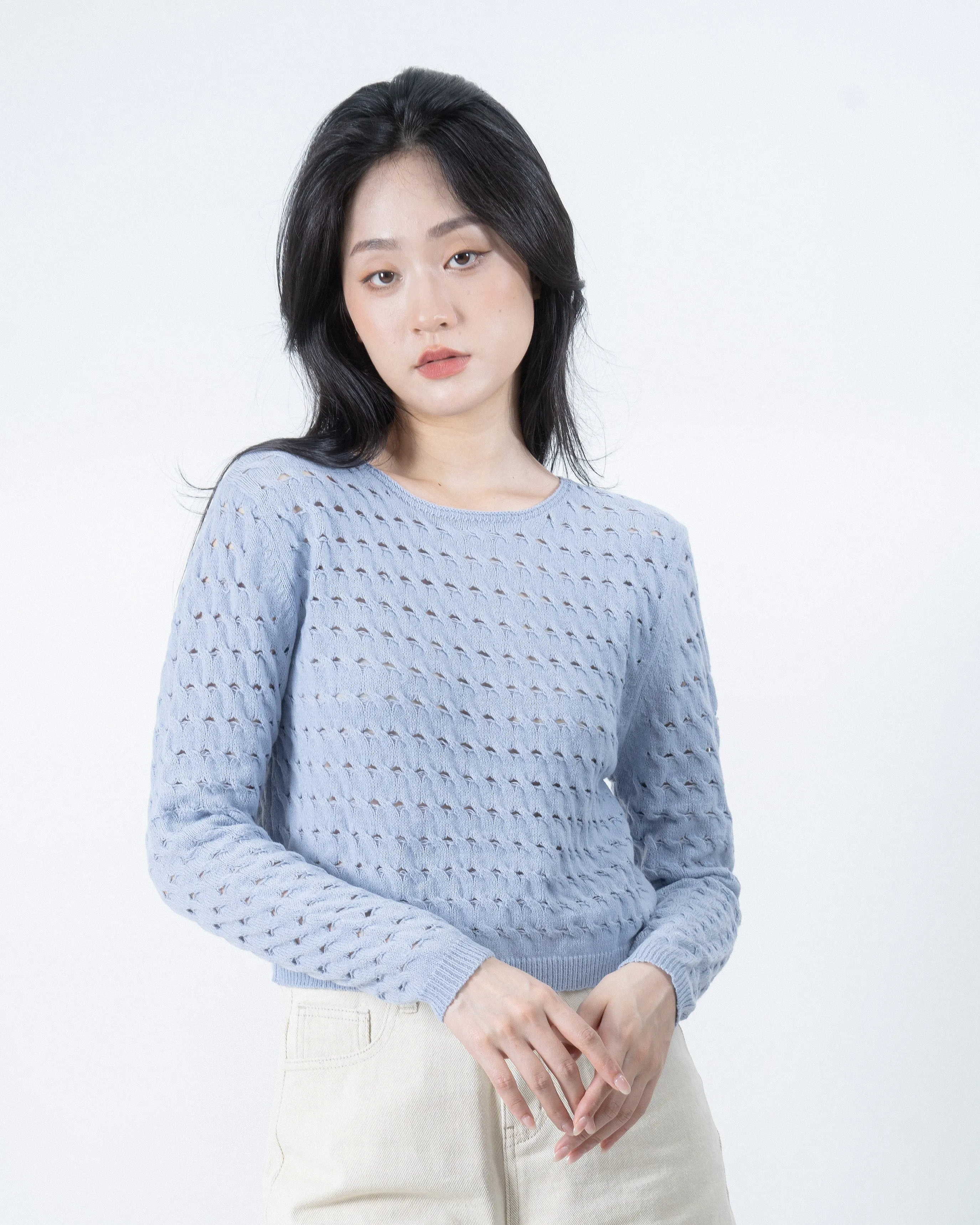 Faye Eco Two-Way Knit Cardigan (Blue)