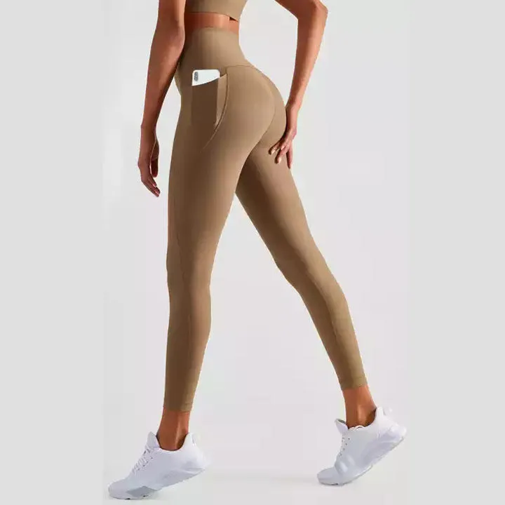 Fitness Breathable Elastic RIB Pocket Yoga Pants