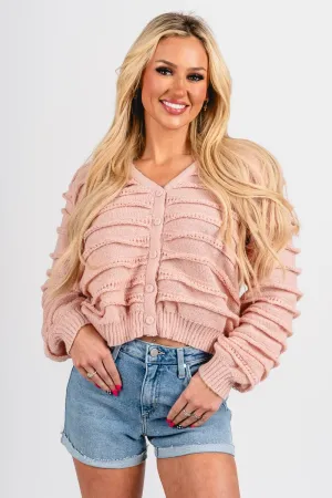Layered ruffle sweater blush
