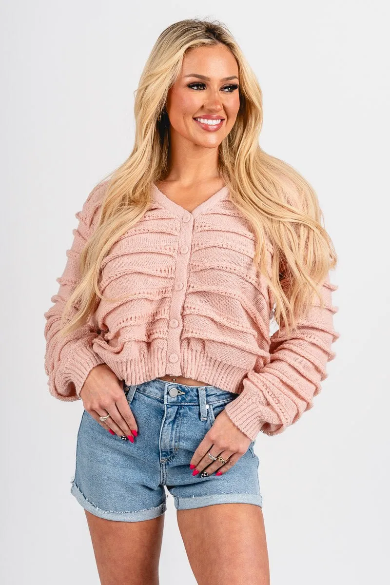 Layered ruffle sweater blush