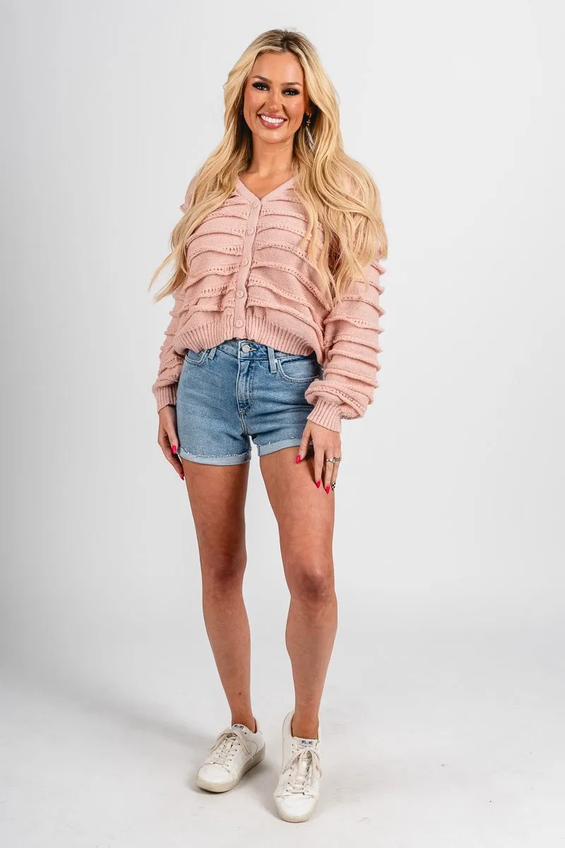 Layered ruffle sweater blush