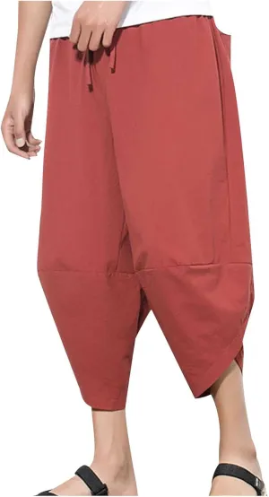 Linen Pants for Mens Summer Fall Loose Fit Track Athletic Harem Flare Wide Leg Sweat Pants Mens 2025