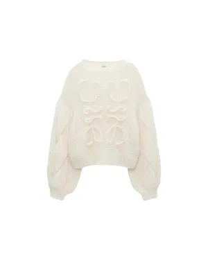 LOEWE KNITTED ANAGRAM SWEATER SOFT WHITE