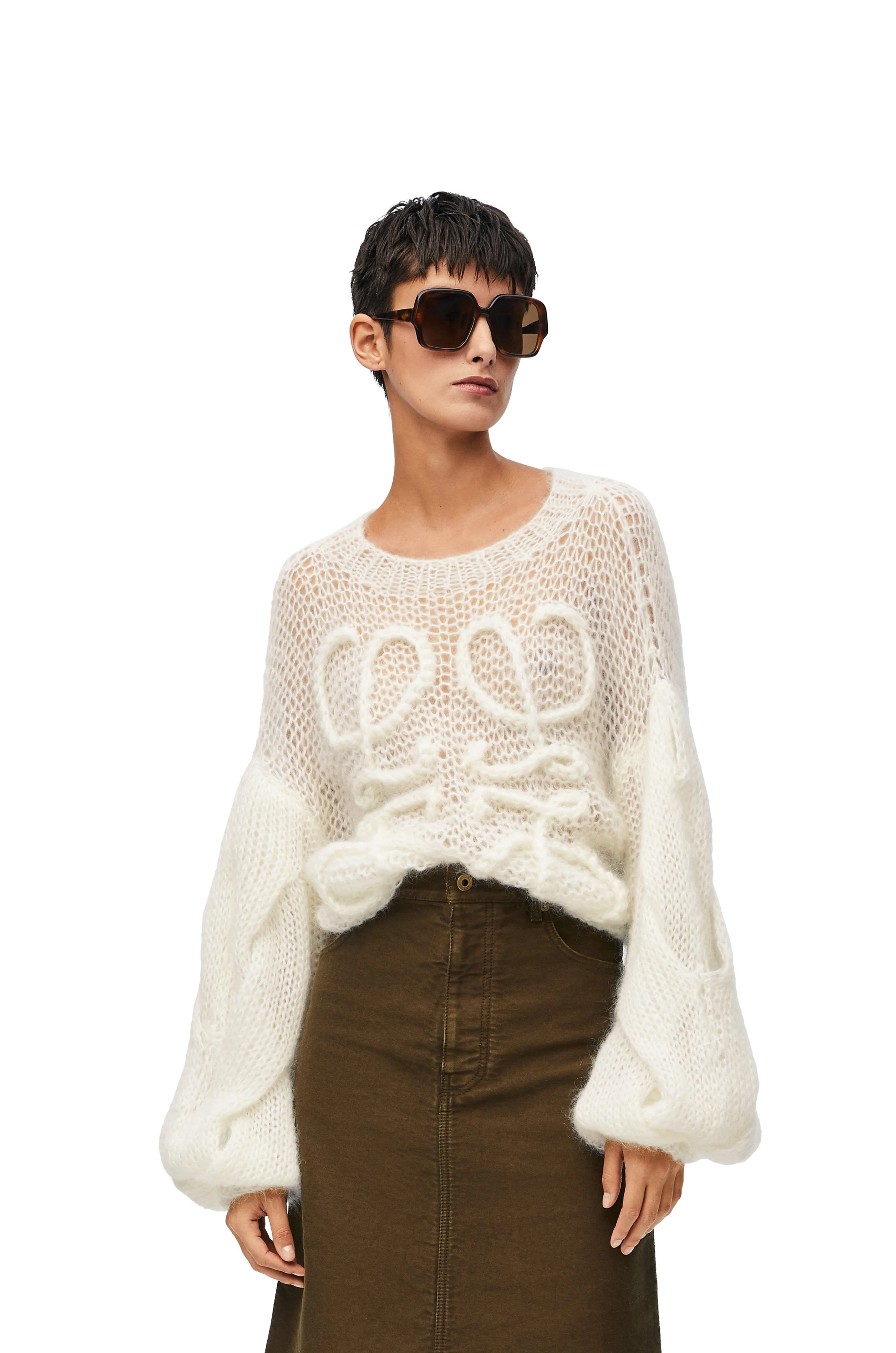 LOEWE KNITTED ANAGRAM SWEATER SOFT WHITE