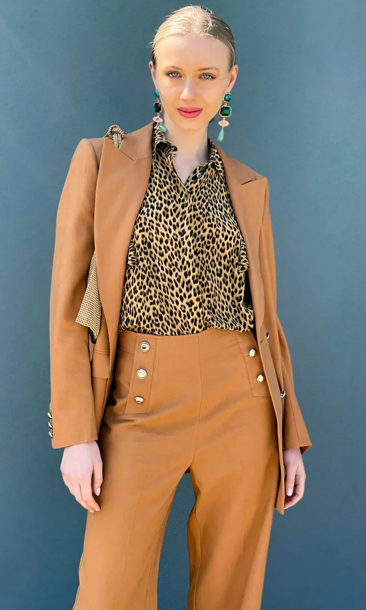 Marella Animal Silk Frill Shirt