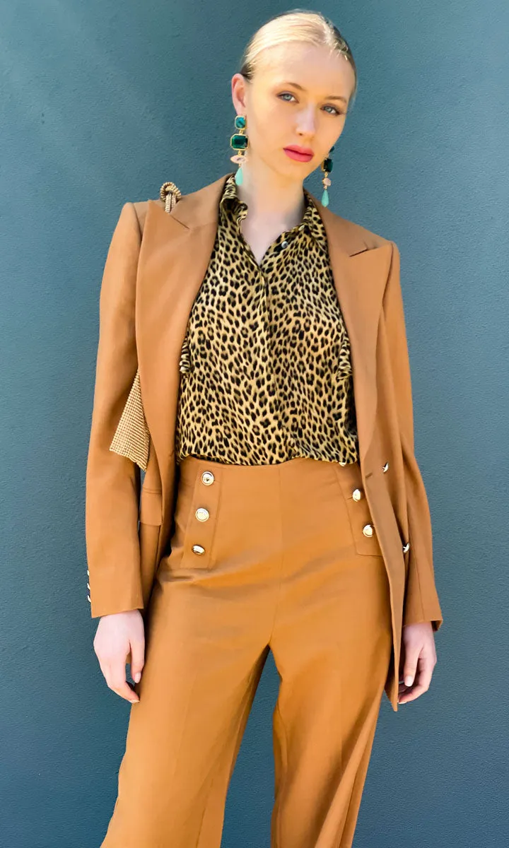Marella Animal Silk Frill Shirt