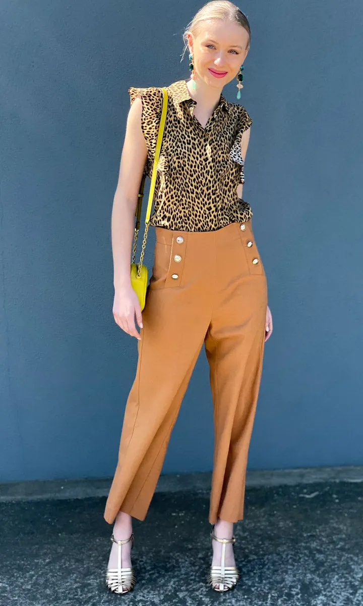 Marella Animal Silk Frill Shirt