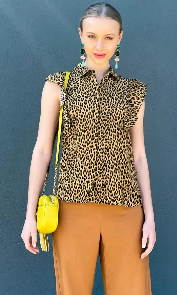 Marella Animal Silk Frill Shirt