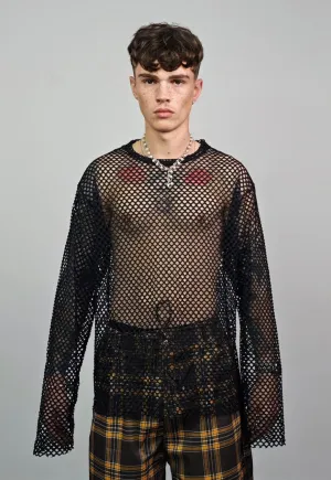 Oversize mesh top black transparent netted thin punk jumper