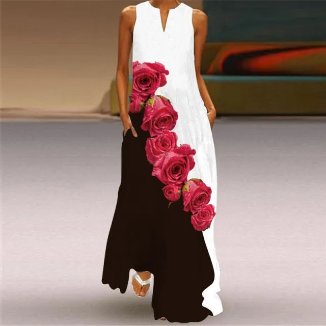 Patterned Elegant Casual Vintage Long Dresses