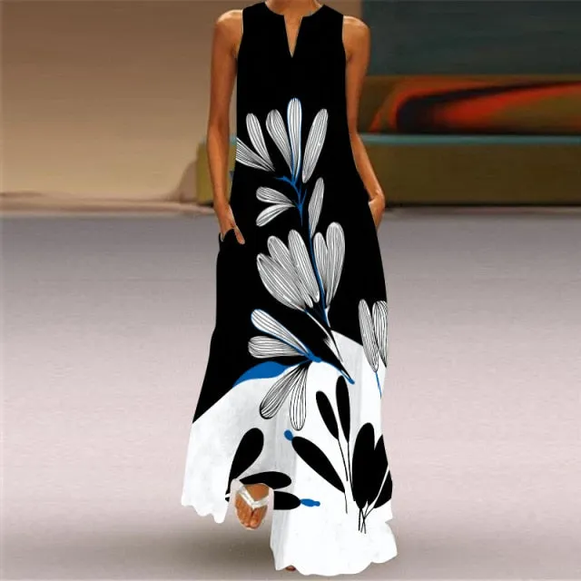 Patterned Elegant Casual Vintage Long Dresses